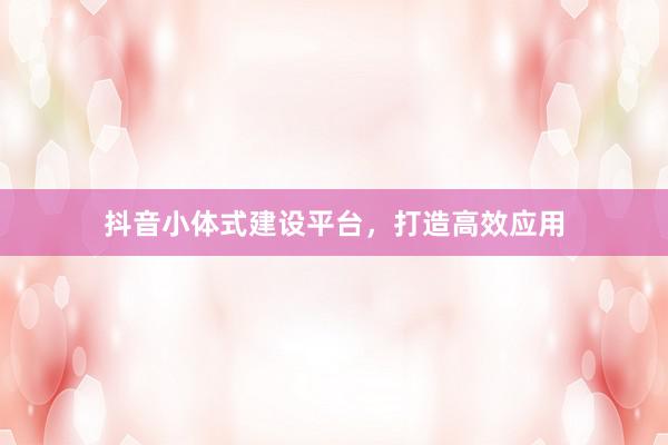 抖音小体式建设平台，打造高效应用